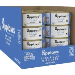 Applaws Cat Tin In Broth Tuna Fillet Crab 70g *24 Pack