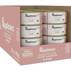Applaws Cat Tin In Broth Tuna Fillet Salmon 70g*24 Pack