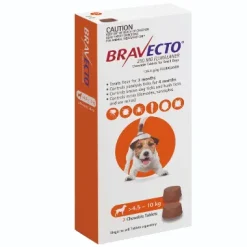 Bravecto Chews For Dogs Orange 4.5kg-10kg 2 Pack