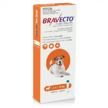 Bravecto Spot On Dog Orange 4.5 to 10kg