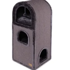Cat Post - 3 Chamber Den Charcoal