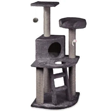 Cat Post - Corner 3 Level Playground Charcoal