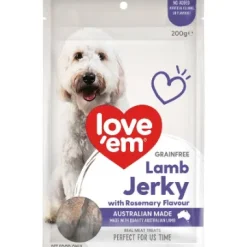 Love Em Dog Treats Lamb & Rosemary Jerky 200g