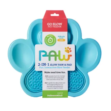 Paw 2-in-1 Slow Feeder Bowl & Lick Pad Combo Blue