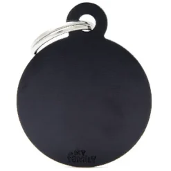 Pet ID Tag Aluminium Black Circle
