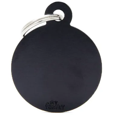 Pet ID Tag Aluminium Black Circle