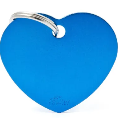 Pet ID Tag Aluminium Blue Heart