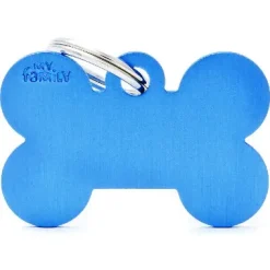 Pet ID Tag Aluminium Blue Bone