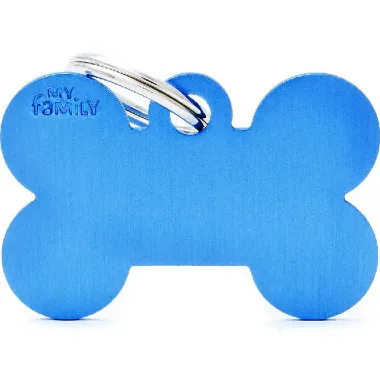 Pet ID Tag Aluminium Blue Bone