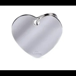 Pet ID Tag Aluminium Chrome Heart Small