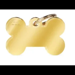 Pet ID Tag Aluminium Gold Bone Large