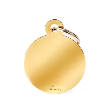 Pet ID Tag Aluminium Gold Circle Large