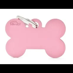 Pet ID Tag Aluminium Pink Bone Large