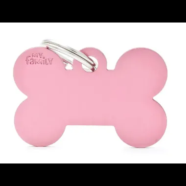Pet ID Tag Aluminium Pink Bone Large