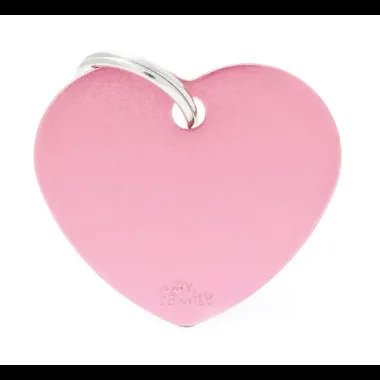 Pet ID Tag Aluminium Pink Heart Large
