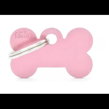 Pet ID Tag Aluminium Pink Bone Small
