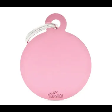 Pet ID Tag Aluminium Pink Circle Large