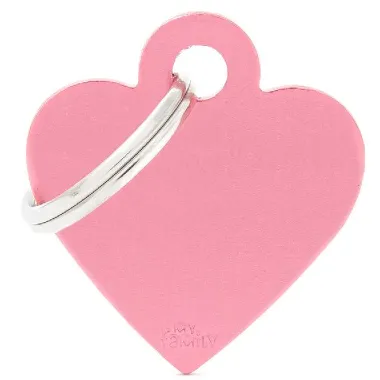 Pet ID Tag Aluminium Pink Heart Small