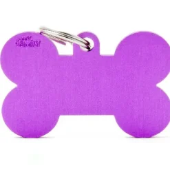 Pet ID Tag Aluminium Purple Bone