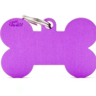 Pet ID Tag Aluminium Purple Bone