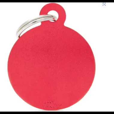Pet ID Tag Aluminium Red Circle Large