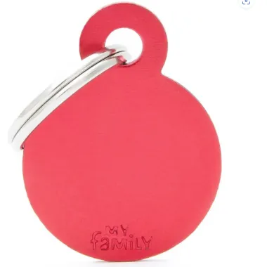 Pet ID Tag Aluminium Red Circle Small