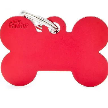 Pet ID Tag Aluminium Red Bone