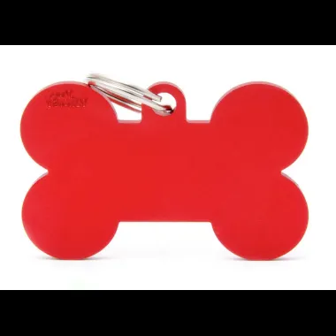 Pet ID Tag Aluminium Red Bone XL