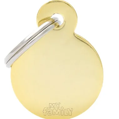 Pet ID Tag Aluminium Small Circle Brass 20mm