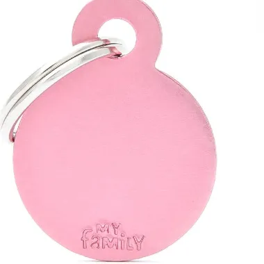 Pet ID Tag Aluminium Small Circle Pink 20mm