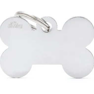 Pet ID Tag Chrome Bone
