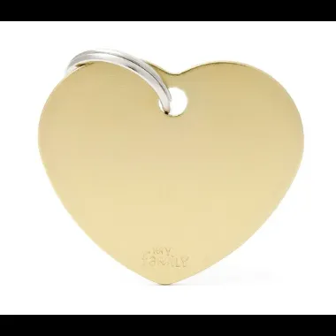 Pet ID Tag Gold Chrome Heart Large